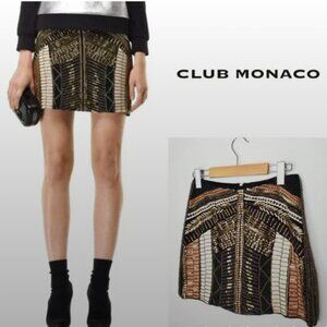 Club Monaco Beaded Aztec Mini Skirt